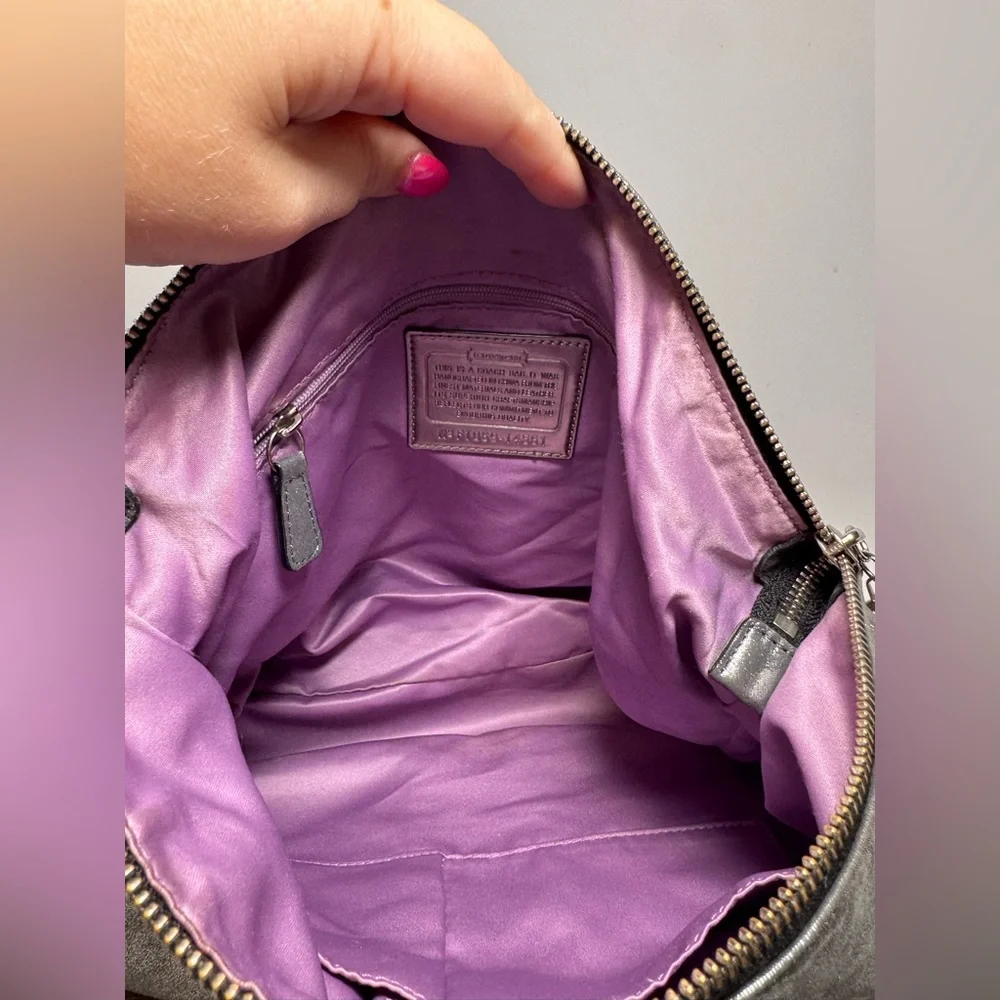 SOLD Coach Poppy Silver Metallic Double Pocket Satchel/Shoulder Bag #14561 – Y2K - Picture 3 of 14